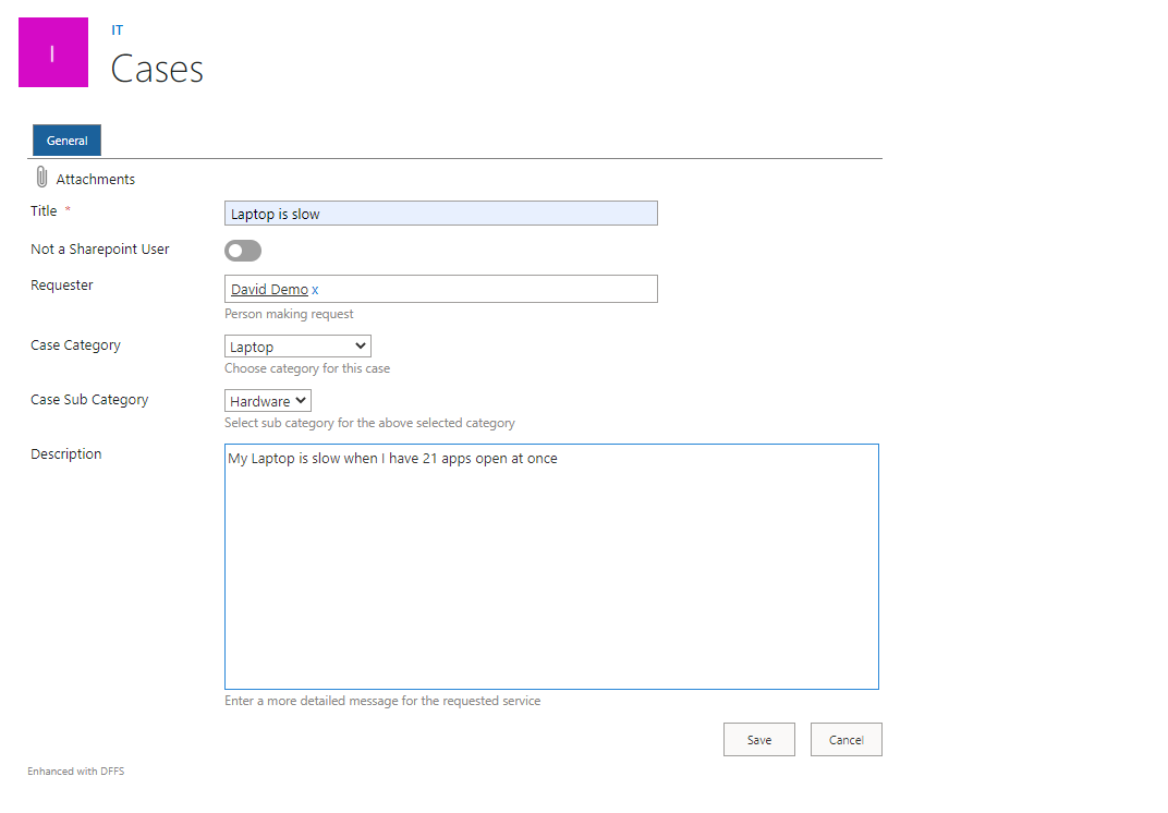 screenshot of SP IT Helpdesk